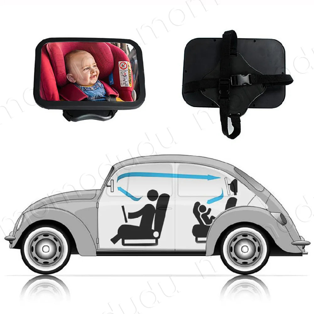 Shatterproof Baby Car Mirror – Wide View, Headrest-Mounted Safety Mirror for Rear-Facing Infants