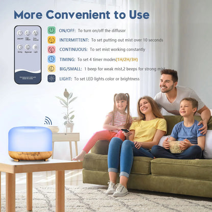 500ML Aroma Diffuser with 6x10ML Essential Oils – Ultrasonic Humidifier & Air Freshener Gift Set
