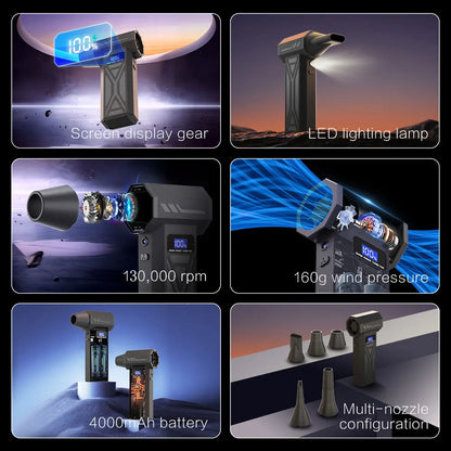 Powerful 130,000 RPM Turbo Jet Air Blower/Air Duster- For PC/Keyboard/Home/Car Cleaning