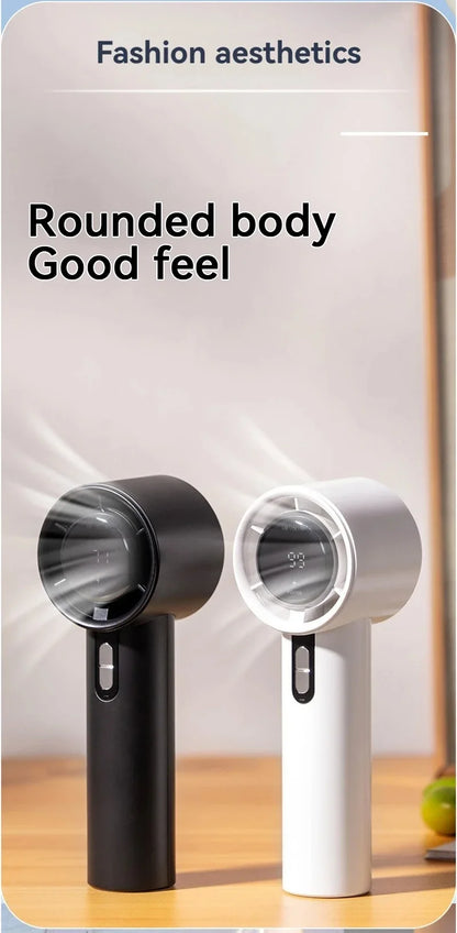 100-Speed Turbo Handheld Fan – Ultra Quiet, USB Rechargeable, Portable Mini Fan with LED Indicator