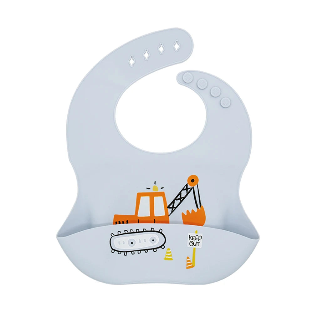 Waterproof Silicone Baby Bib – Soft, Adjustable & Cute Cartoon Design