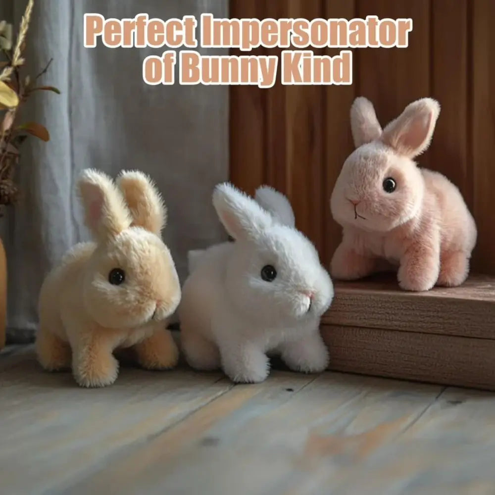 Cute electric plush bunny that hops, twitches, and wiggles like the real thing—endless fun without the mess!