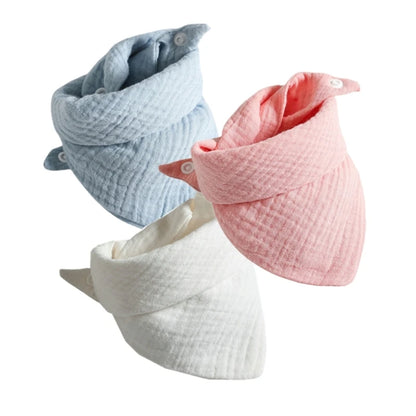 3-Pack Baby Muslin Bibs – Soft Cotton Bandana Drool Towels for Boys & Girls