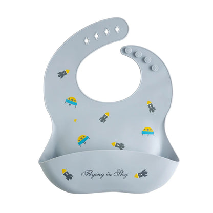 Waterproof Silicone Baby Bib – Soft, Adjustable & Cute Cartoon Design