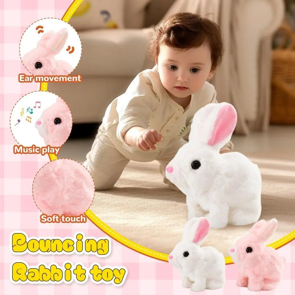 Cute electric plush bunny that hops, twitches, and wiggles like the real thing—endless fun without the mess!