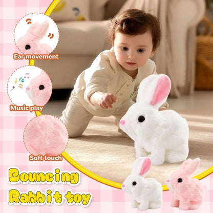 Cute electric plush bunny that hops, twitches, and wiggles like the real thing—endless fun without the mess!