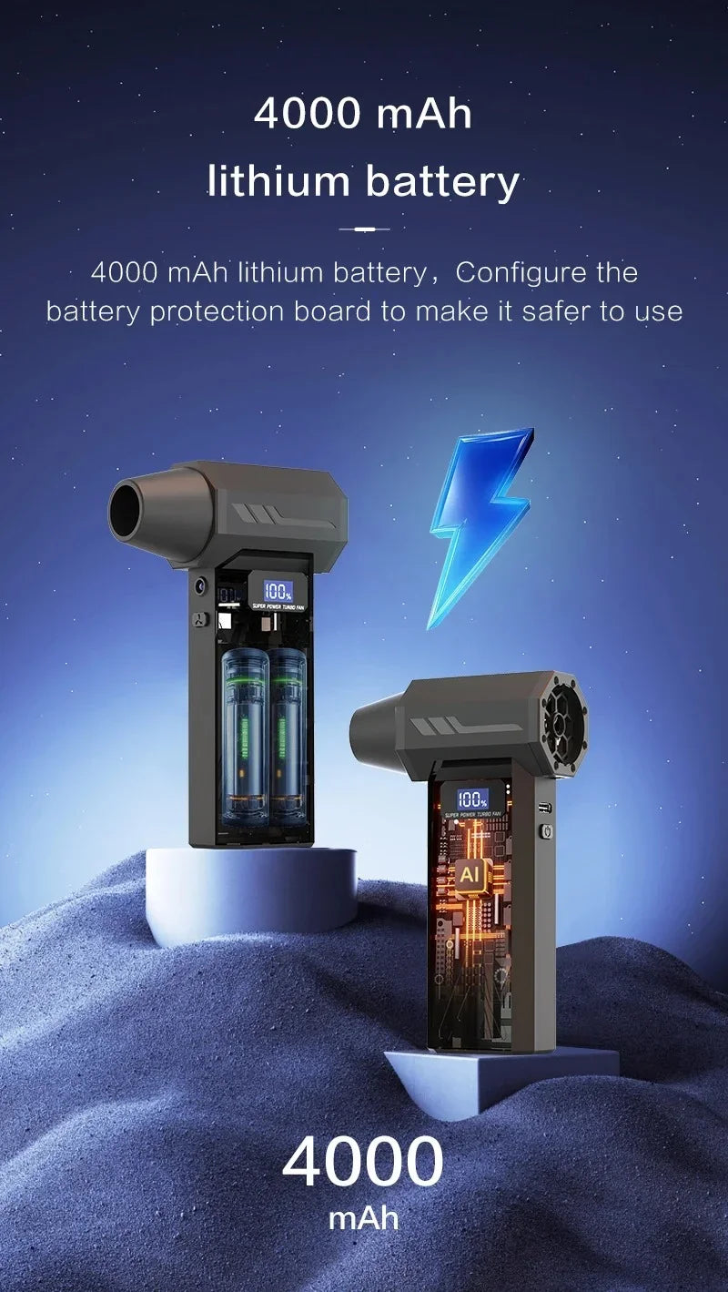 Powerful 130,000 RPM Turbo Jet Air Blower/Air Duster- For PC/Keyboard/Home/Car Cleaning