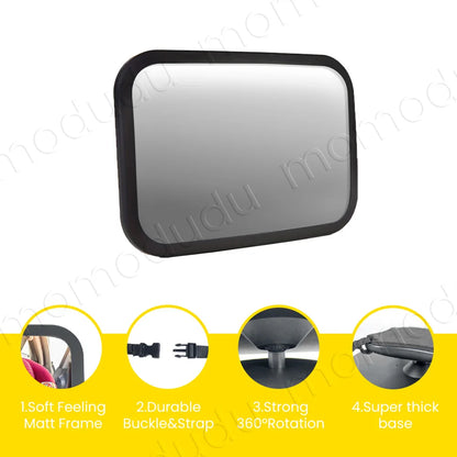 Shatterproof Baby Car Mirror – Wide View, Headrest-Mounted Safety Mirror for Rear-Facing Infants