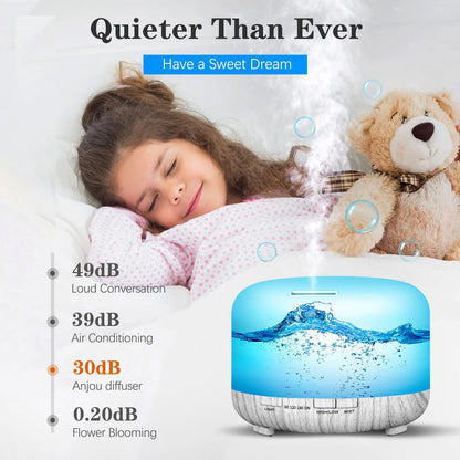 500ML Aroma Diffuser with 6x10ML Essential Oils – Ultrasonic Humidifier & Air Freshener Gift Set