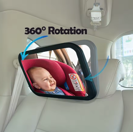 Shatterproof Baby Car Mirror – Wide View, Headrest-Mounted Safety Mirror for Rear-Facing Infants