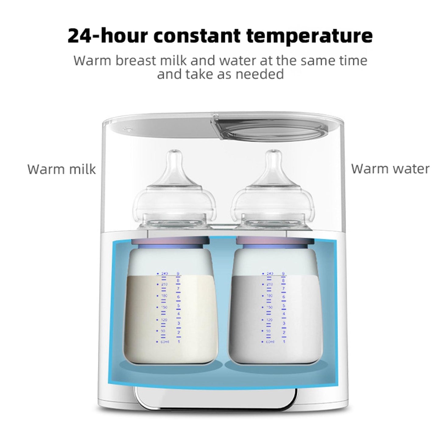 Baby Bottle Warmer with 24Hr Thermostat | Fast Heating for Breast milk & Formula – Travel Friendly