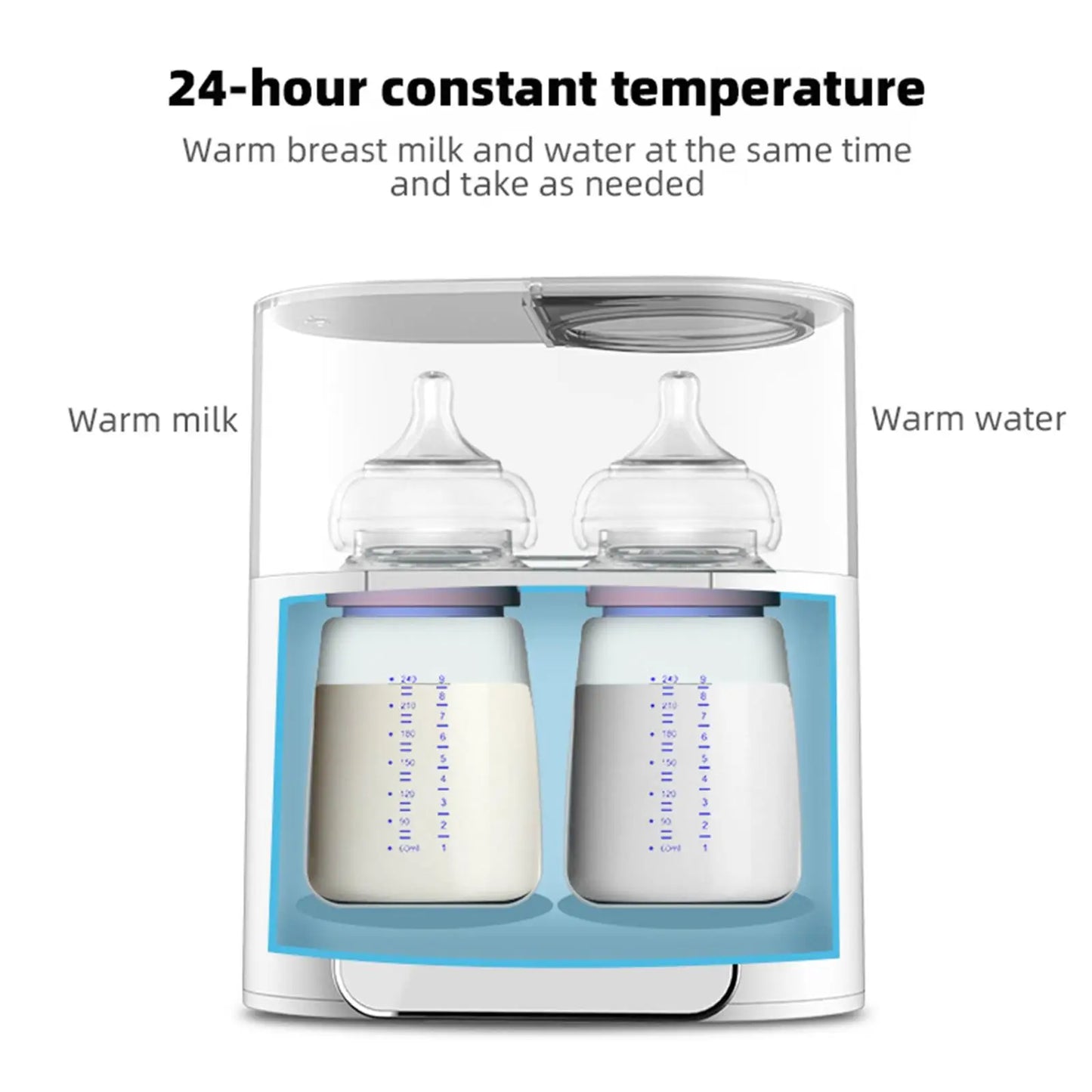 Baby Bottle Warmer with 24Hr Thermostat | Fast Heating for Breast milk & Formula – Travel Friendly