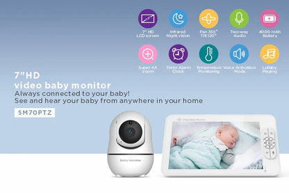 7” Split-Screen Baby Monitor with Dual Cameras (SM70)