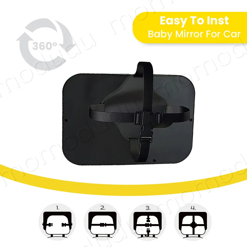 Shatterproof Baby Car Mirror – Wide View, Headrest-Mounted Safety Mirror for Rear-Facing Infants