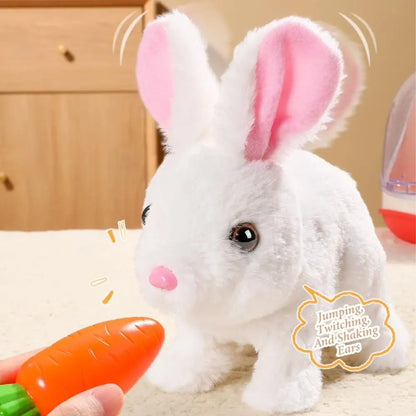 Cute electric plush bunny that hops, twitches, and wiggles like the real thing—endless fun without the mess!