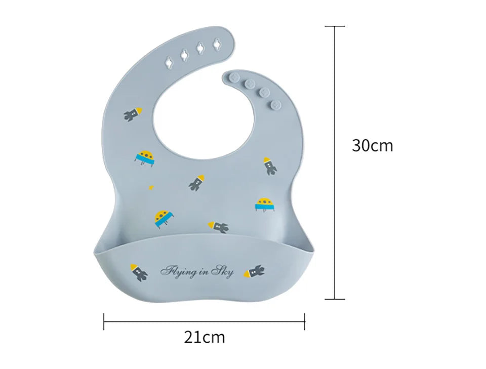 Waterproof Silicone Baby Bib – Soft, Adjustable & Cute Cartoon Design