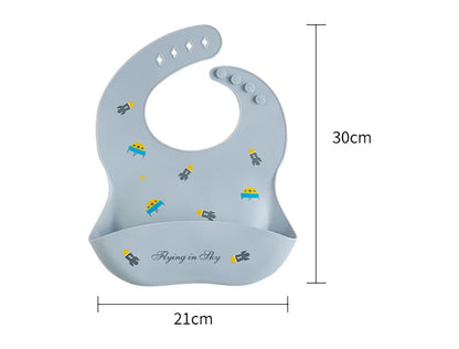 Waterproof Silicone Baby Bib – Soft, Adjustable & Cute Cartoon Design