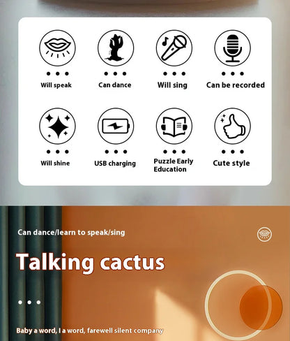 Dancing Cactus Plush Toy - Singing, Learning, Speaking & Twisting Cactus doll