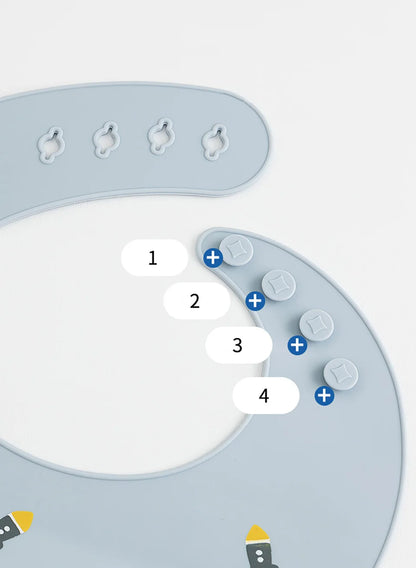 Waterproof Silicone Baby Bib – Soft, Adjustable & Cute Cartoon Design