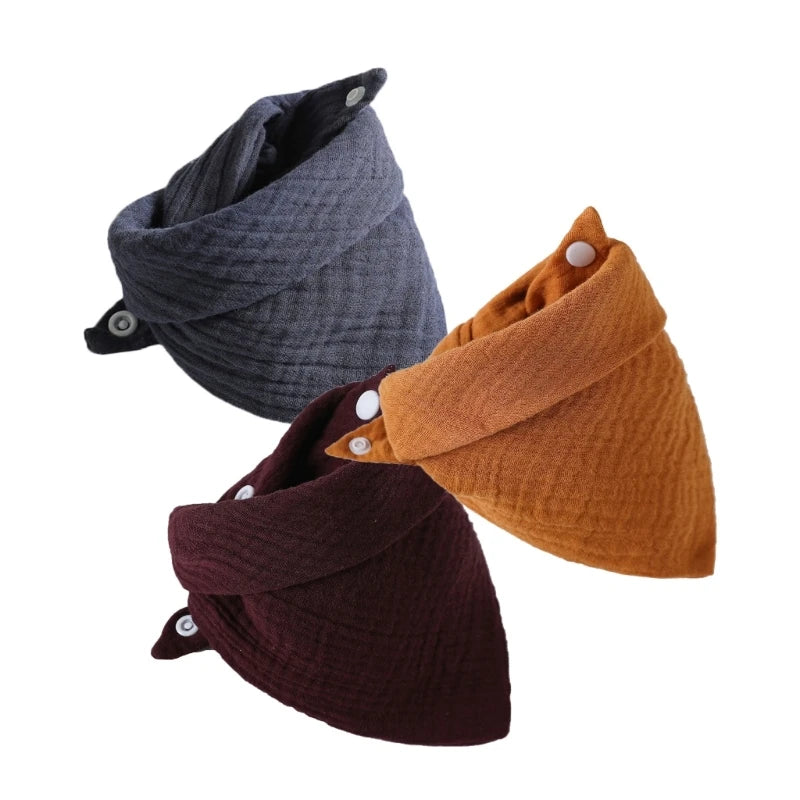 3-Pack Baby Muslin Bibs – Soft Cotton Bandana Drool Towels for Boys & Girls