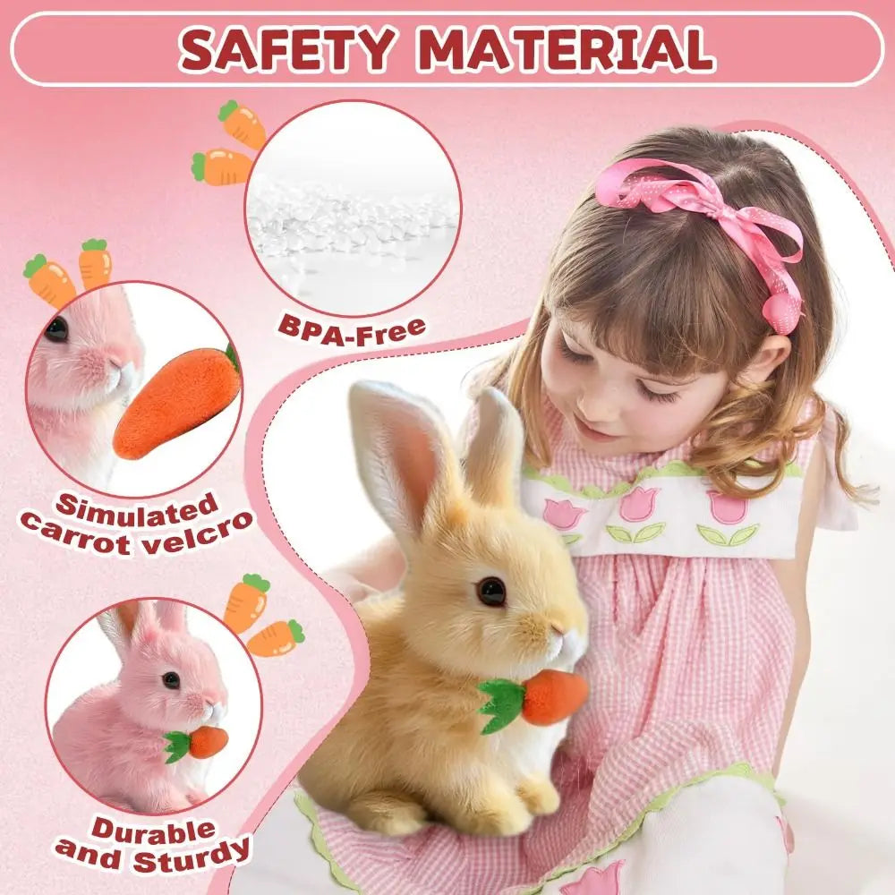 Cute electric plush bunny that hops, twitches, and wiggles like the real thing—endless fun without the mess!